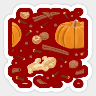 Fall pumpkin cinnamon Pattern Design Sticker